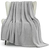 Whale Flotilla Extra Large Fuzzy Fleece Throw Blanket for Couch, 50x70 Inch Fluffy Warm Soft Jacquard Blankets for All Season, Lightweight and Cozy, Light Grey