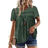 Falechay Womens Summer Tops Crewneck Short Sleeve Striped Shirts Casual Ribbed Blouses Flowy Hem Boho Clothing 2026