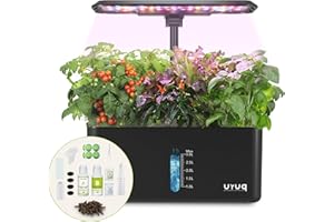 URUQ Hydroponics Growing System Garden: 8 Pods Indoor Herb Garden with Grow Light Plants Germination Kit Quiet Automatic Hydroponic Height Adjustable - Gardening Gifts for Women Kitchen Black