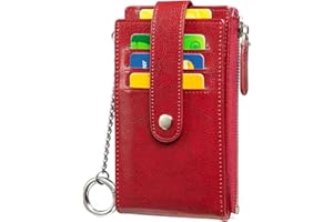 Credit Card Holder for Women - Huztencor RFID Small Wallet Women Slim - Multi Zipper Card Case with Keychain