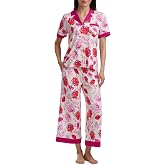 Splendid Women's Short Sleeve Notch Top and Cropped Pant Pajama Set