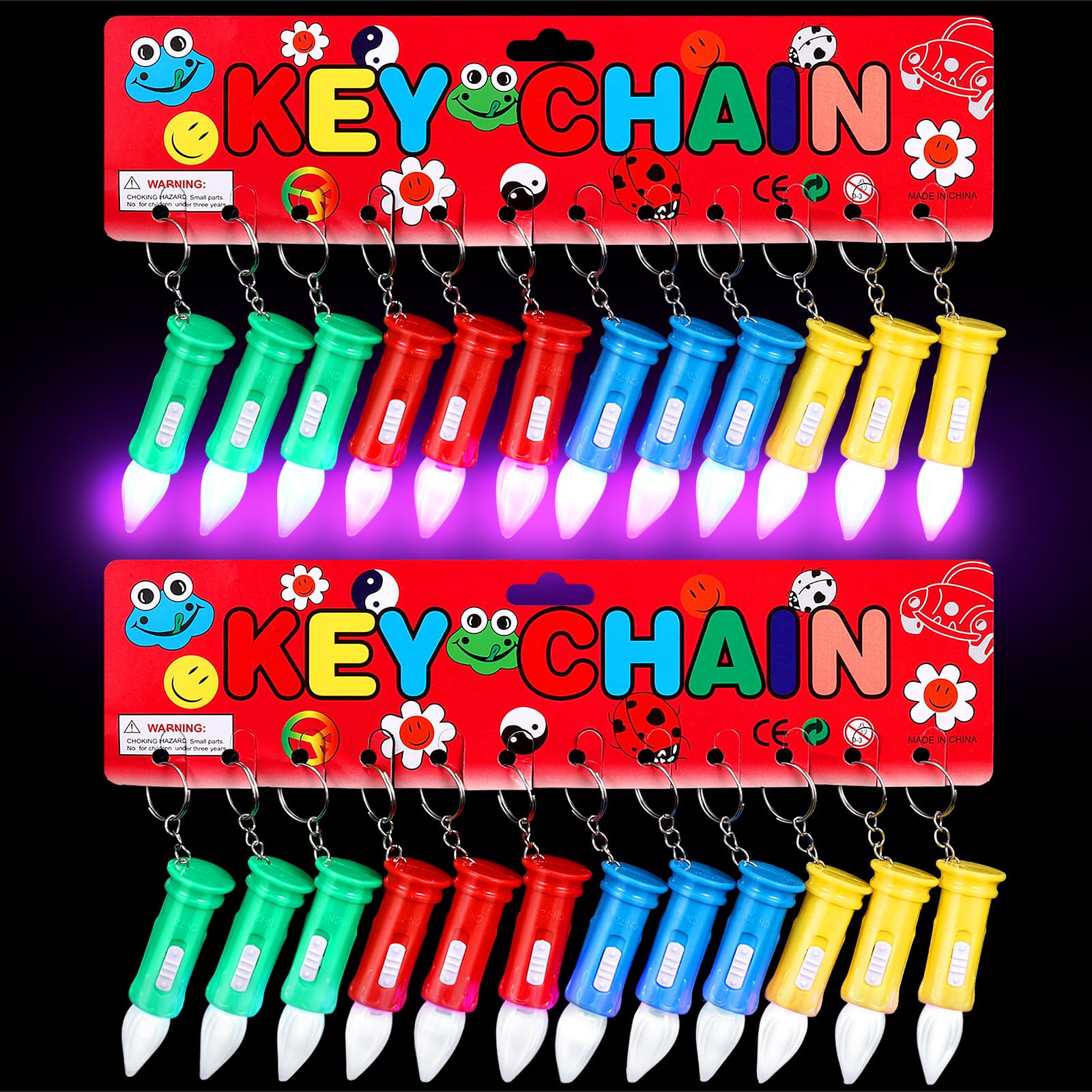 Rossesay LED Flashlight Candle Sign Keychains with Keyring Flashlight ...