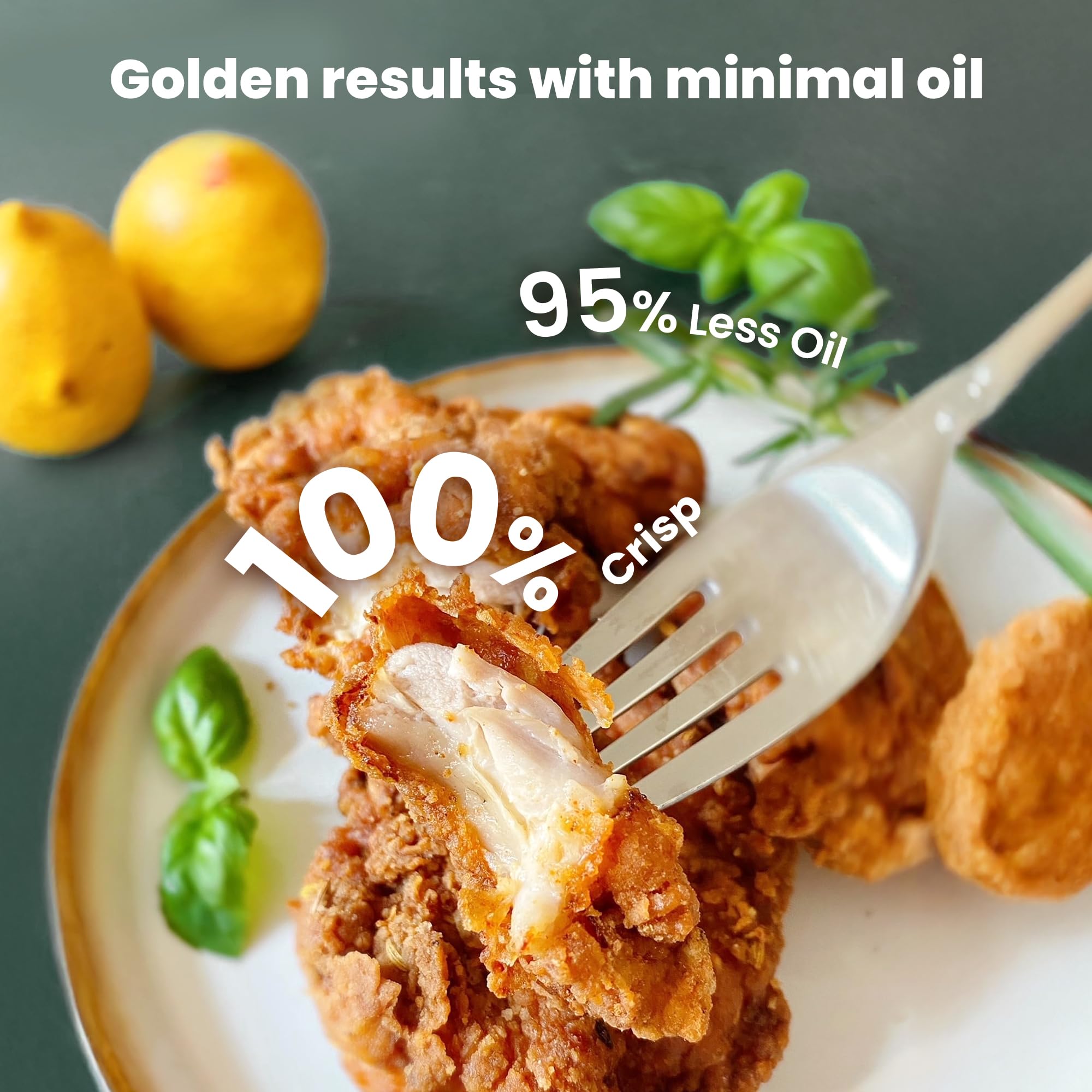 Kismile Freidora de aire de vidrio portátil 5 en 1, recipientes de vidrio dobles con tapas de 2.6QT y 4.7QT, 85% menos de aceite, horno freidora de aire inteligente compacto para asado profundo, crujiente, mantener caliente - Apto para congelador y lavavajillas