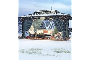 HOTEEL 10x12 Hardtop Gazebo Hot Tub Gazebo with Flame-Retardant Curtain Netting, Heavy Duty Pavilion with Galvanized Steel Double Roof, Aluminum Frame Outdoor Canopy for Patio, Party (2025 Upgraded)