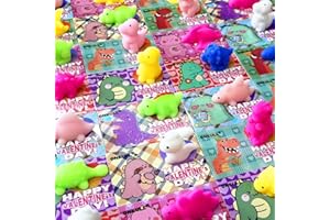 ONKULL 24 Packs Valentines Day Squishy Toy Gift Cards for Kids, Kawaii Mochi to Squeeze with Cards, Mochi Squishy Toy Stress Relief Fidget Toy for Kids Classroom Exchange Prizes Valentine Party Favor