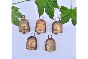 Vivanta 5 Pcs, Small Metal Cow Bells 2 Inch–Rustic Gold Bells for Crafts, Hanging Witch Bells, Jingle Bells for Crafting, Christmas Bells Ornaments, Vintage Decor, Wind Chime Bell, Boho Decor, Garland
