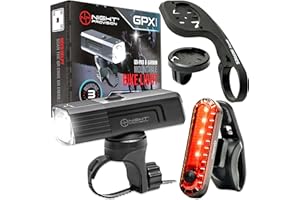 NP NIGHT PROVISION [New 2024] GPX-950 Bike Lights Compatible with Garmin/Go-Pro Mounts USB-C Rechargeable Front and Back Bicycle Light for Night Riding - Quarter Turn & Twist (950 Lumens)