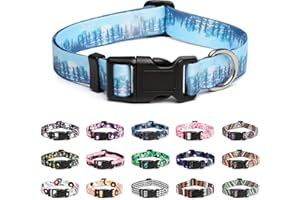 Mercano Adjustable Dog Collar - Special Design Patterns, Soft Nylon Comfortable Durable Pet Collar for Small Medium Large Dogs (M, Forest)