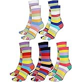 Bencailor 5 Pairs Women Toe Socks Cotton Breathable Compression Crew Five Toe Finger Socks for Women Men Athletic Running