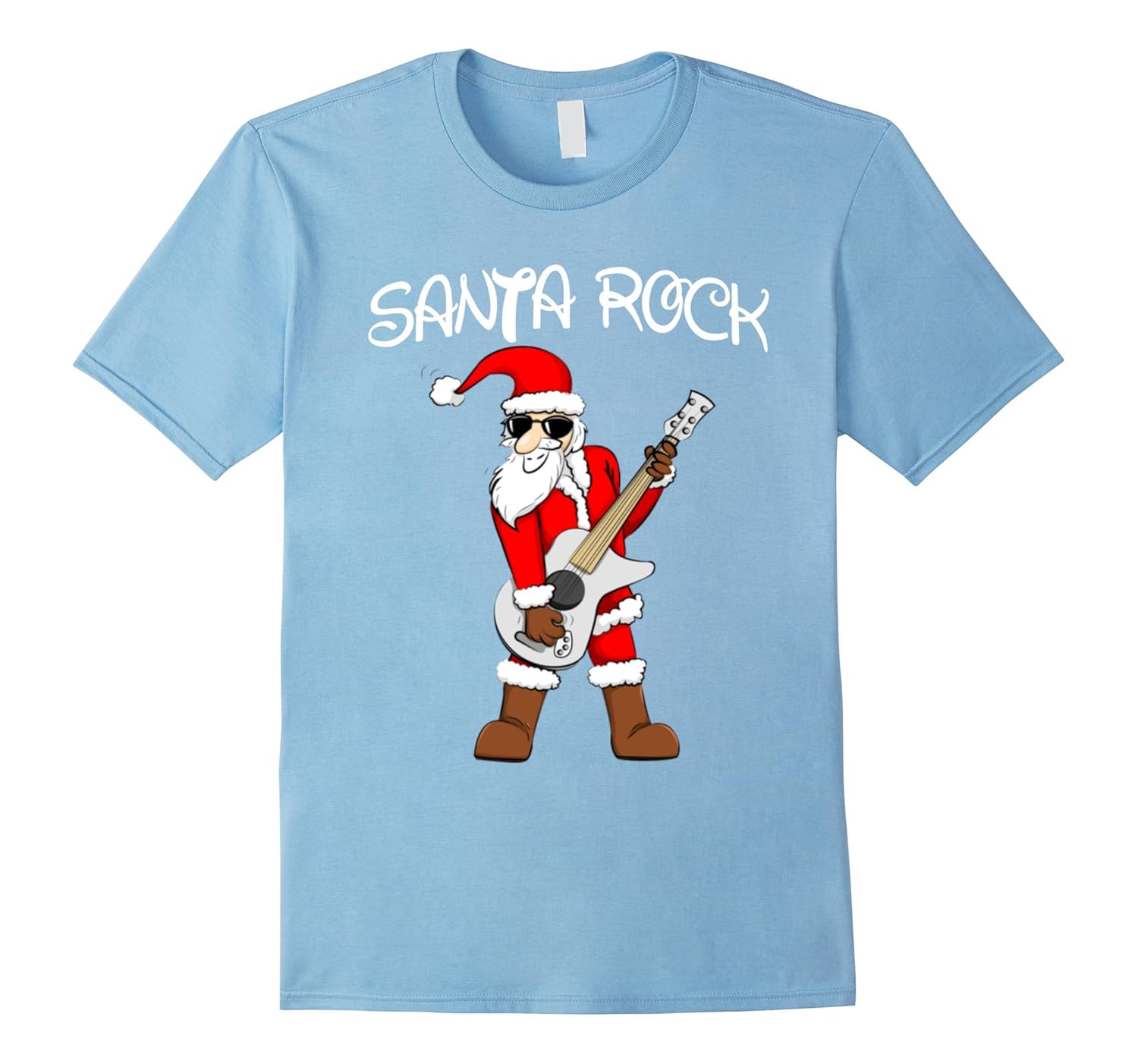 MERRY CHRISTMAS GIFT FOR XMAS SANTA ROCK WITH GUITAR T-SHIRT-ANZ