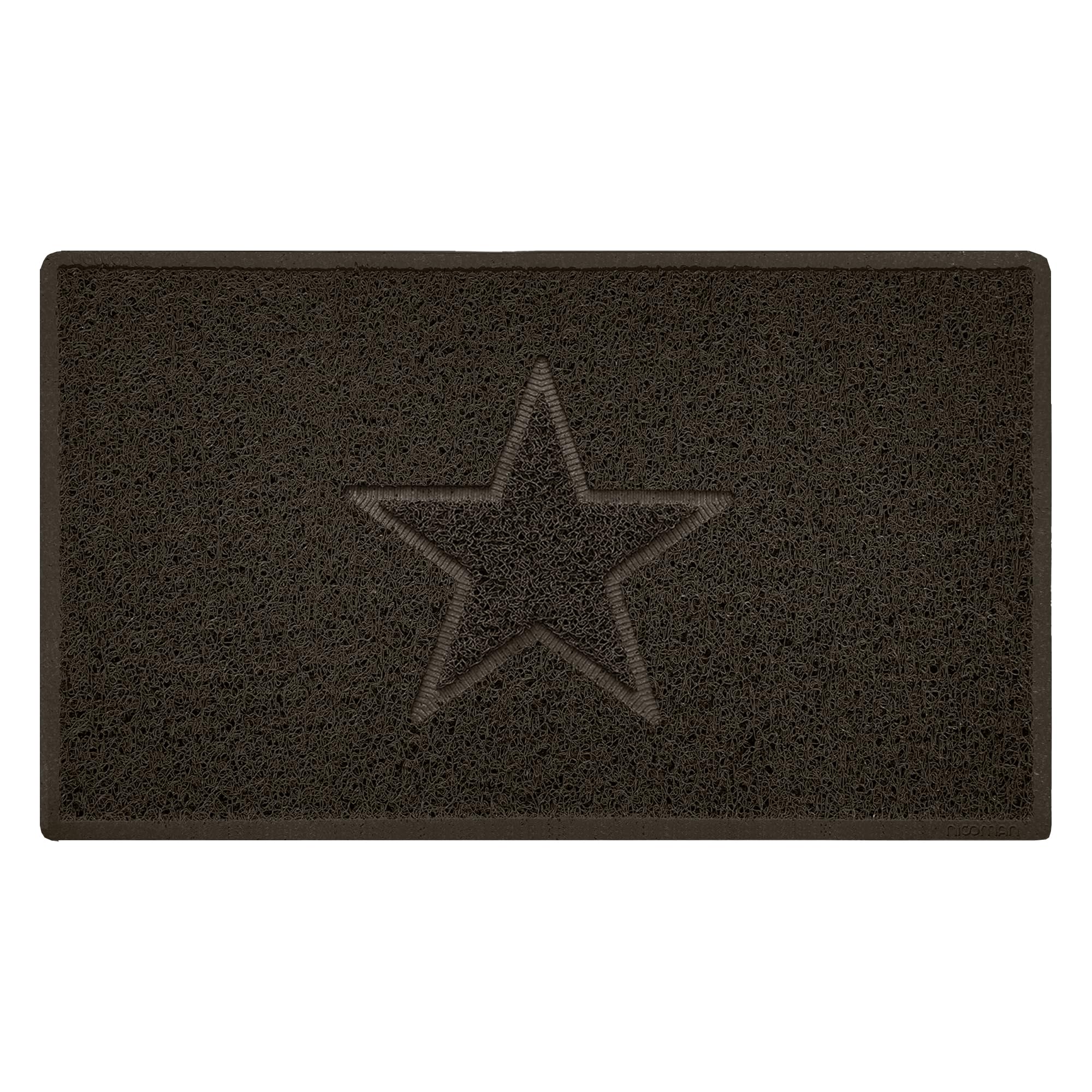 Nicoman Star Shape Embossed Entrance Door Mat Non Slip Dirt Trapper PVC Spaghetti Mat with Rubber Base, Jet Washable Quick Drying Doormat Indoor or Outdoor - (Medium, Brown, 75 x 44cm)
