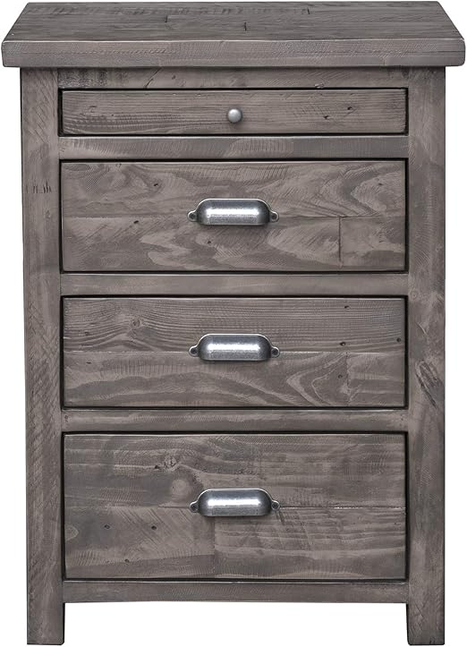 Amazon Com Levi 3 Drawer Nightstand Driftwood With Slide Out Shelf Fully Assembled Kitchen Dining