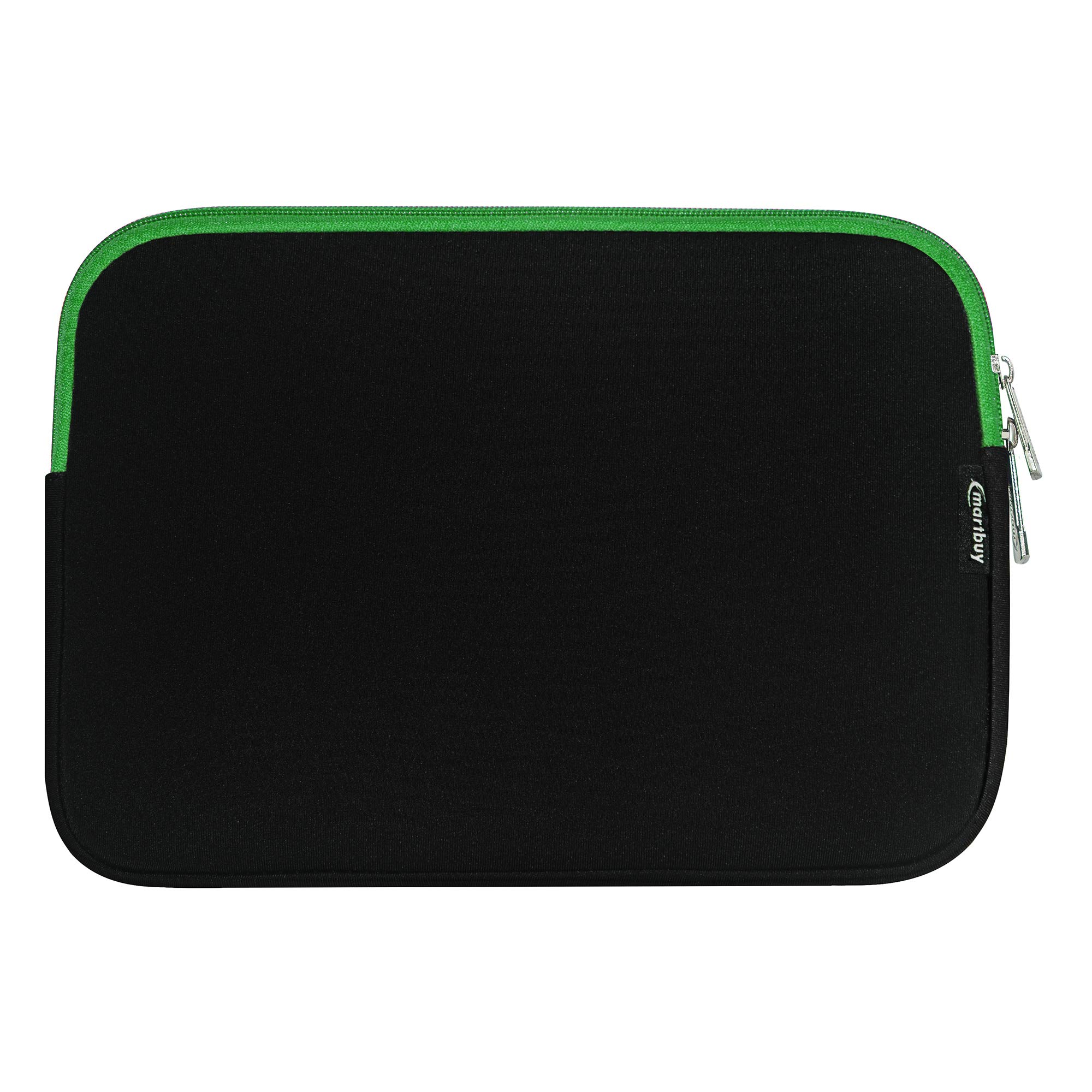 Emartbuy Black/Green 11.6-12.7 Inch Water Resistant Neoprene Soft Zip Case Cover Sleeve With Green Interior & Zip Compatible with Laptops Listed Below
