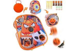 BYHOO 3-in-1 Halloween Bean Bag Toss Game with Soccer Ball Game, Gentle Darts Game for Kids, Collapsible Bean Bag Toss Game for Kids, Kids Bean Bag Toss, Halloween Outdoor Game for Kids