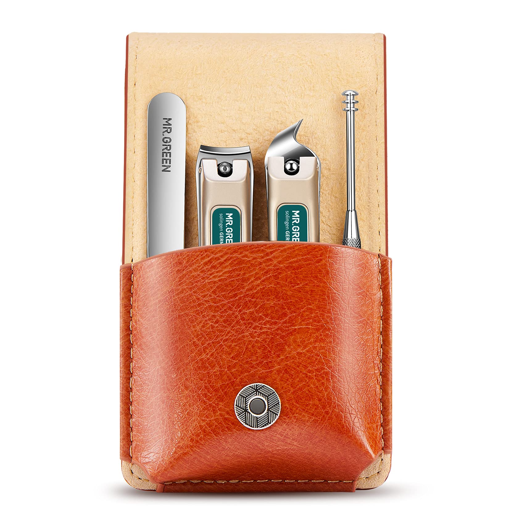 MR.GREEN Portable Manicure Sets Pedicure kits Stainless Steel Nail Clippers Tool Travel Grooming Case Nail Scissors Gift Box (4Pcs Set Model 1)