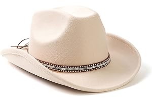Lisianthus Men & Women's Felt Wide Brim Western Cowboy Outdoor Fedora Hats with Belt