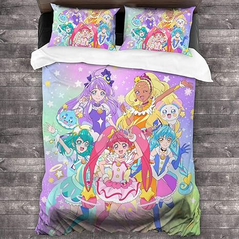 Amazon プリキュア 1 売れ行きがよい ベッドの上の3つのセット 布団カバー 枕カバー2枚 人気 寝具カバーセット ベッド用 掛け布団カバー 抗菌防臭 通気性 優しい肌触り 四季通用 寝具カバーセット オンライン通販