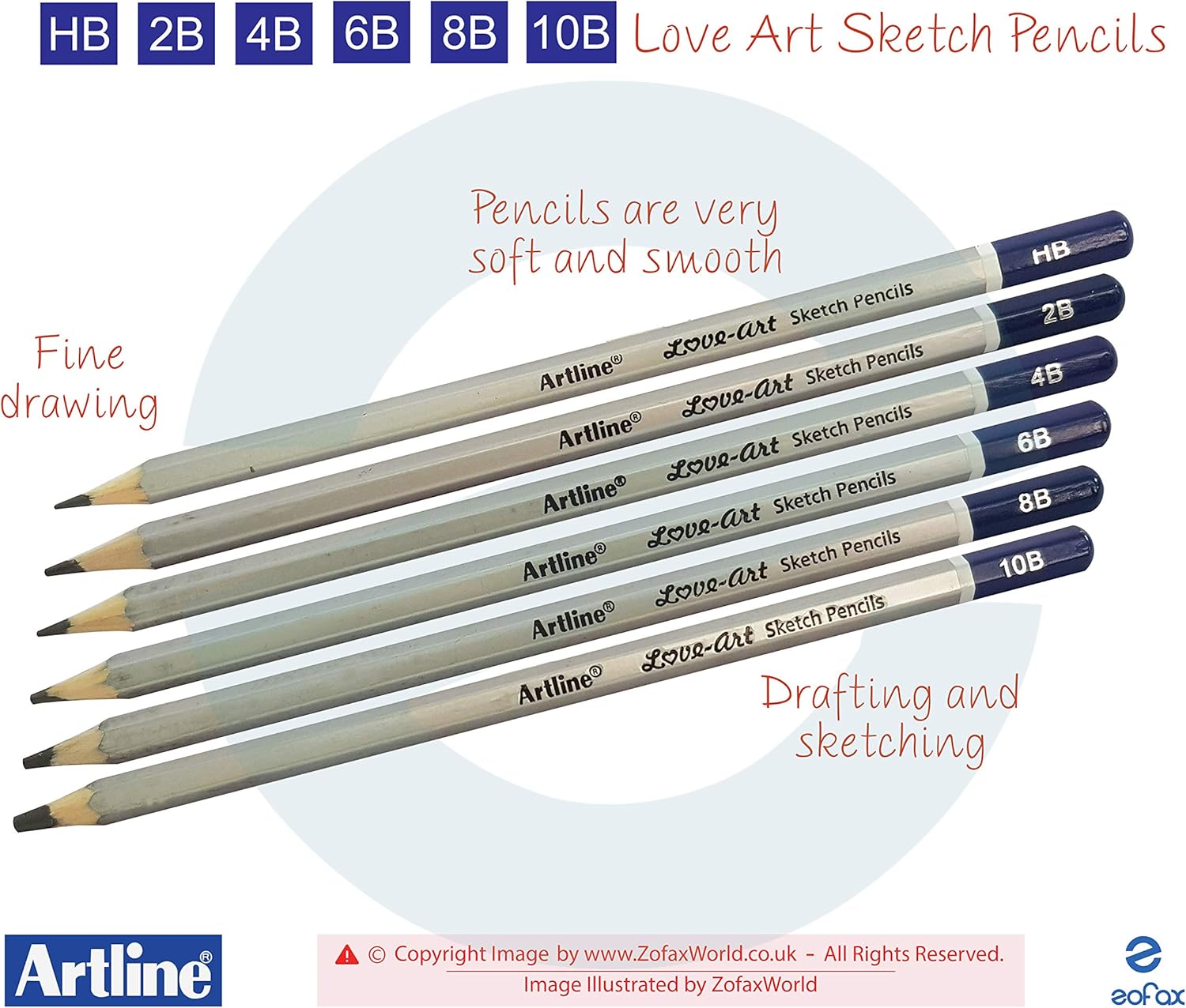 Hb 2b 4b 6b 8b 10b Graded Artline Artist Pencils Draw Sketch Shade 2 X Zofax Ball Black Pens Stationery Office Supplies Pens Pencils Writing Supplies