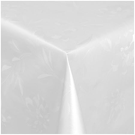 TEXMAXX Wachstischdecke Gartentischdecke Abwaschbar nach Wunschmaß Rechteckig GEPRÄGTES BLUMEN DESIGN WEISS (300-01) - 100 x 