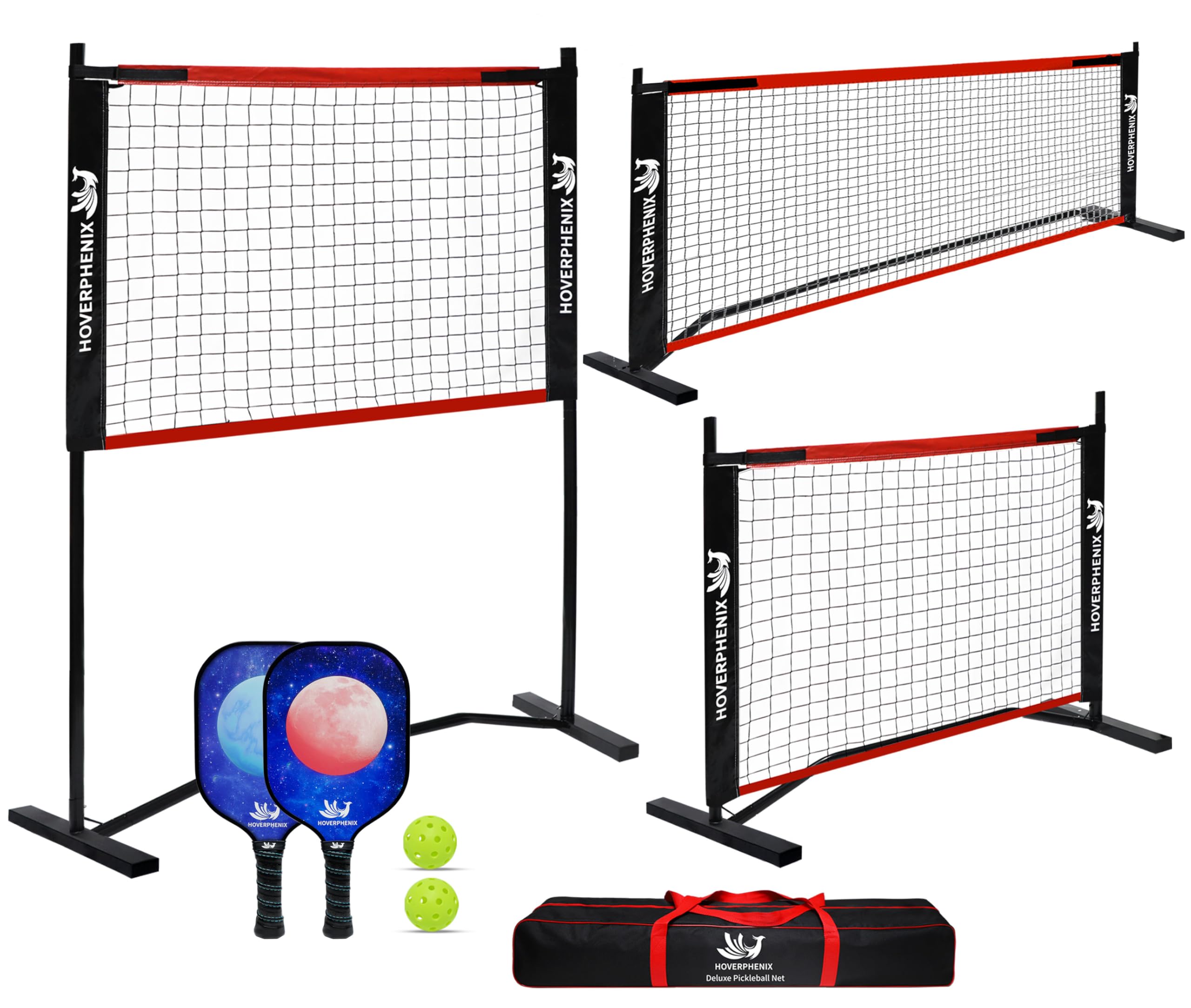 Photo 1 of 10FT Mini Pickleball Net, 4FT Adjustable Height Dink Training Rebounder Net with Fiberglass Paddles Set of 2, Outdoor Pickleballs and Carry Bag for Outdoor Indoor Driveway Backyard Game