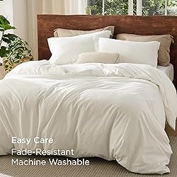 Bedsure 100% Washed Cotton Duvet Cover Queen Size