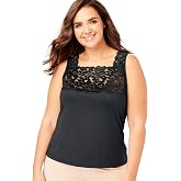 Comfort Choice Silky Lace-Trimmed Camisole | Women's Plus Size