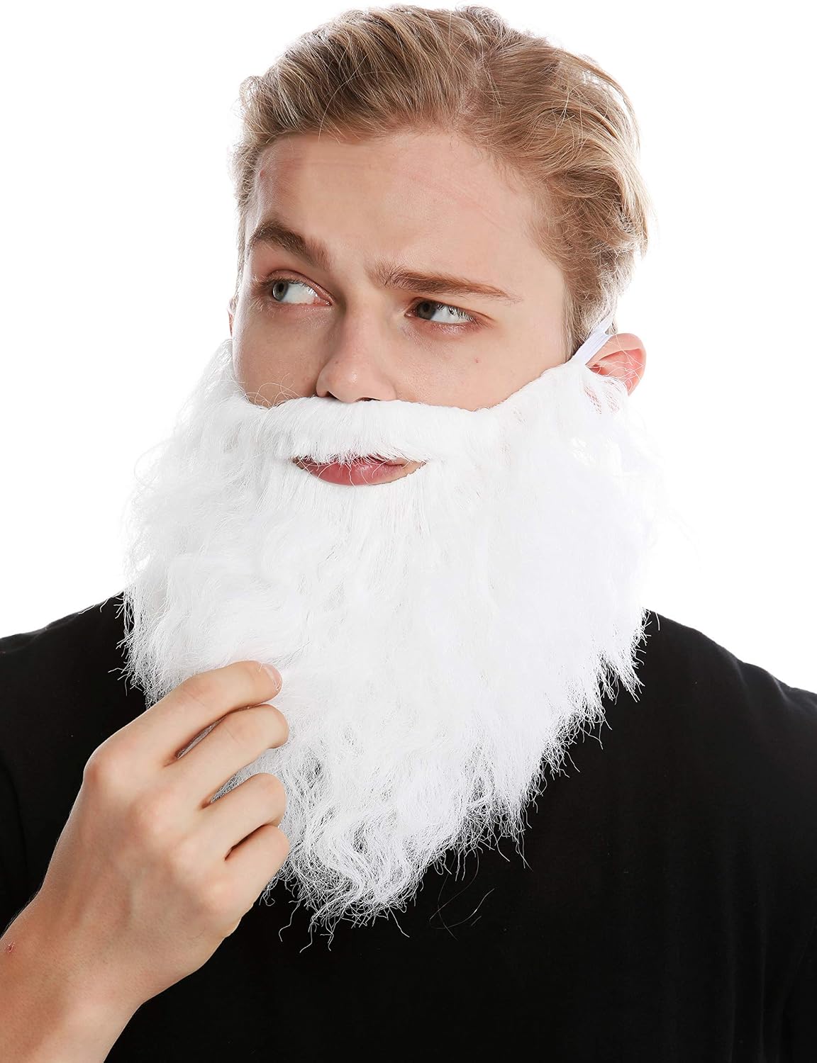 WIG ME UP - 9537B-P60 beard full beard white carnival Halloween Hipster robber bandit Prophet Moses God, White (P60), **Adult** - Image 4