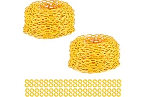 Drawpies Plastic Chain, 200Ft Yellow Plastic Chains Links, Large Plastic Safety Chain Barrier