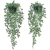 Decor unlimited Artificial Hanging Plants 2 Pack, Fake Mandala Vine Greenery with Wall Planter for Office Living Room Bathroom Indoor Décor