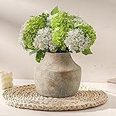 Mitt&Ditt Ceramic Flower Vase, 5.3 inch Pottery Farmhouse Rustic Vase, Handcrafted Weathered Vases, Small Flower Terracotta Vases for Home Decor, Living Room, Table, Shelf, Mantel, Neutral