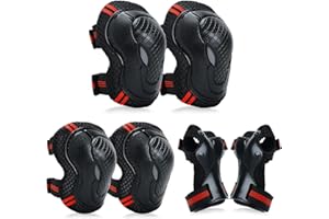 YooxArmor Adjustable Kids Knee Pads Elbow Pads Set for 3-8 Years Child Wrist Guards Set for Roller Skates,BMX,Bike,Cycling, Skateboard, Inline Skating, Scooter Riding Sports,Football