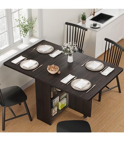 Foldable Dining Table Tiptiper Folding Dining Table With 6 Wheels, Drop ...
