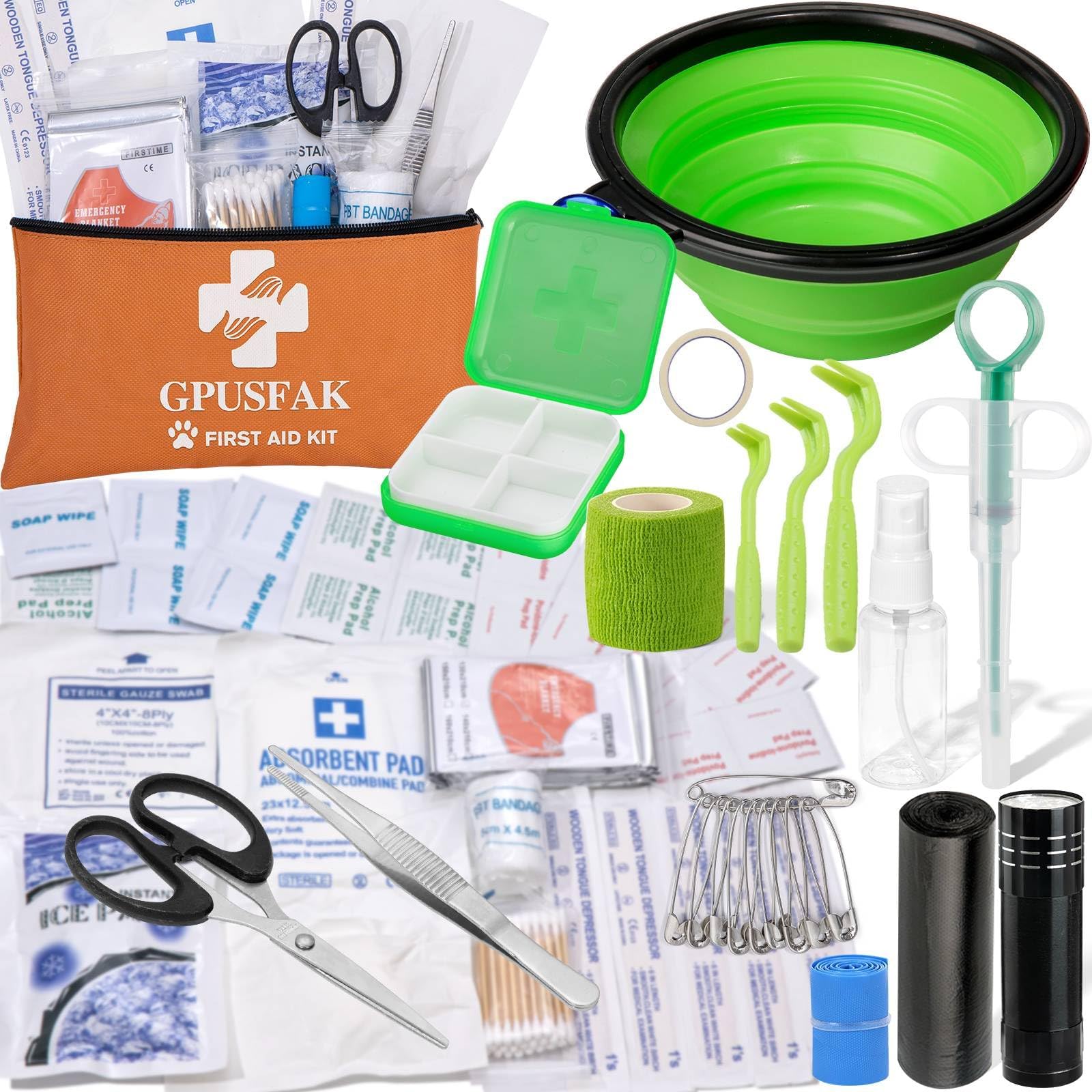 Photo 1 of GPUSFAK Pet First Aid Kit for Dogs & Cats - Dog First Aid Kit Pet Emergency Kit with First Aid Supplies for Home Camping Hiking Traveling