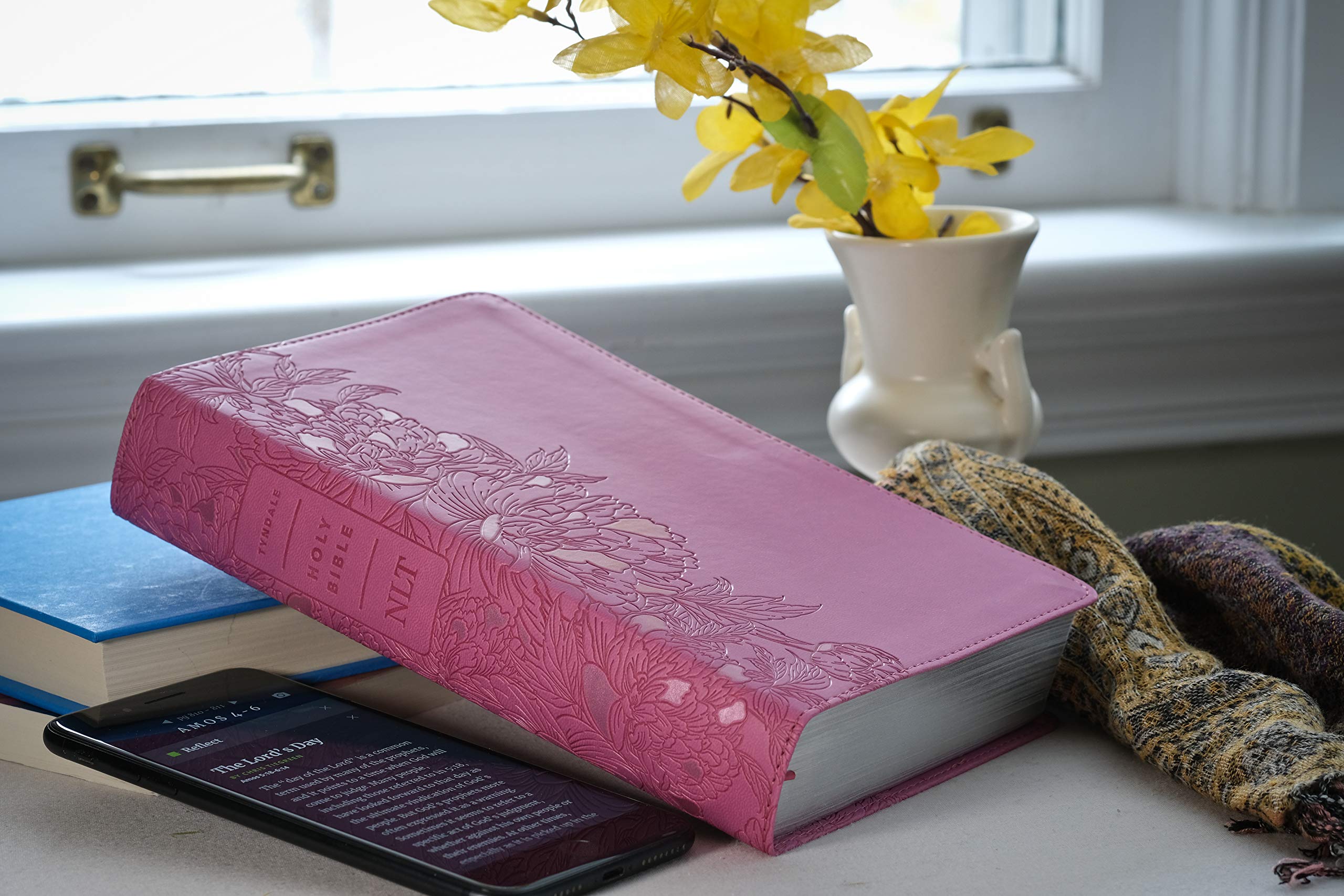 NLT Personal Size Giant Print Bible, Filament Enabled (LeatherLike, Peony Pink, Red Letter): Includes Free Access to the Filament Bible App Delivering ... Notes, Devotionals, Worship Music, and Video