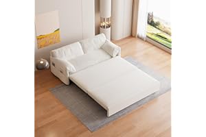 Neylory 63.8" Queen Pull Out Sofa Couch Bed, 3 in 1 Convertible Sleeper Sofa with Side Storage, Velvet Loveseat Recliner for Living Room, Apartment, Small Space, Beige