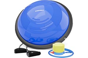 EVERYMILE Balance Ball Trainer with Resistance Bands & Pump Stability, 23.6 inch Yoga Exercise Ball for Home Gym Core Training Anti-Skid Surface