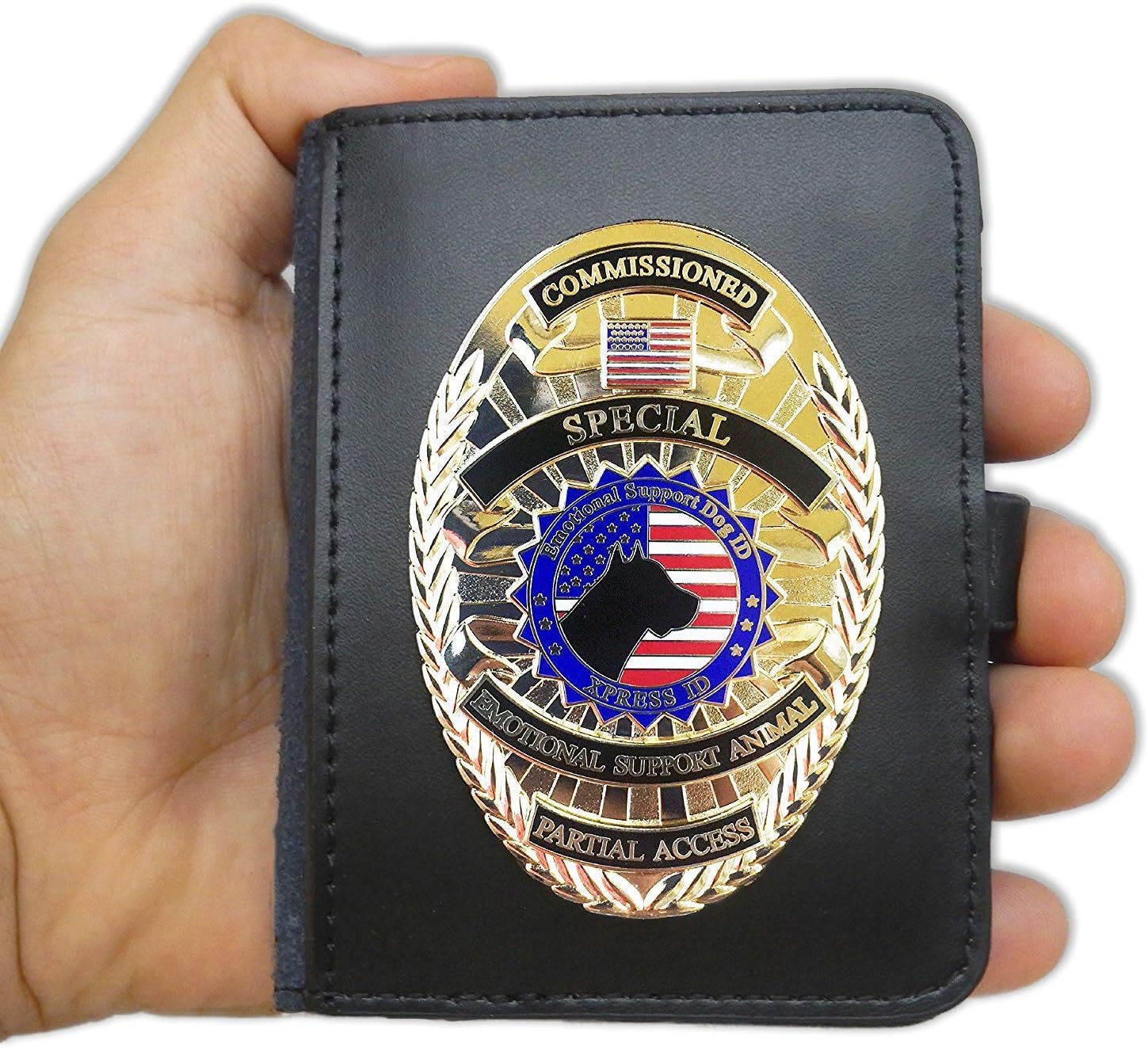 Emotional Support Dog Badge & Leather Wallet Includes Registration to