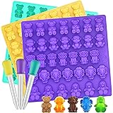 Large Gummy Bear Mold Bpa Free - Set of 3 - 5 Animals - 3 Droppers, Silicone Gummy Molds, Candy Mold