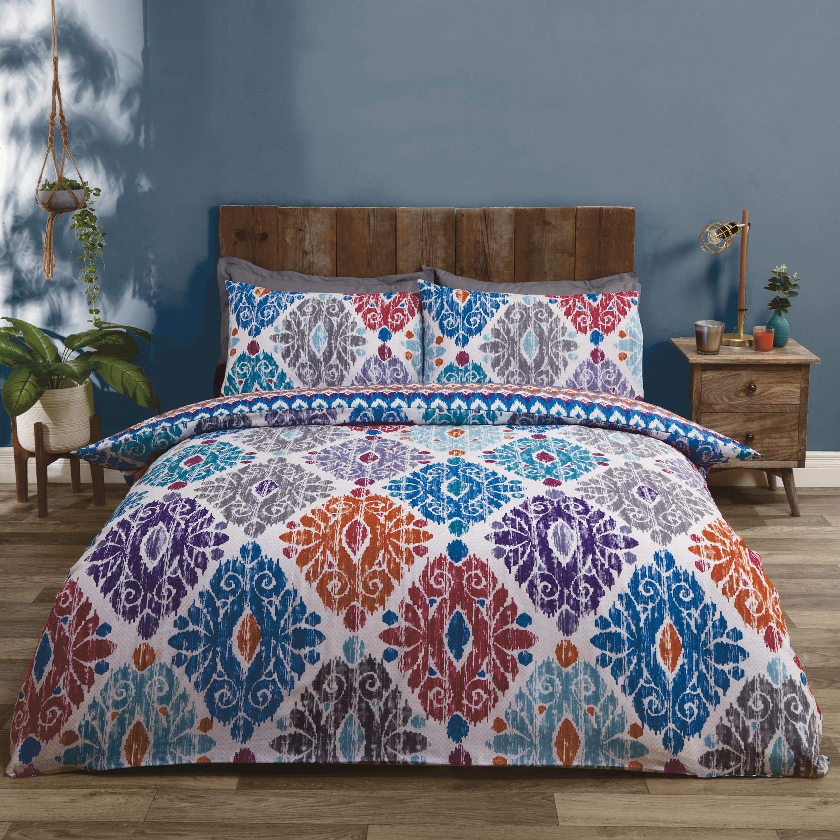 Rapport Reversible Zara Duvet Cover Set, Polycotton, Teal
