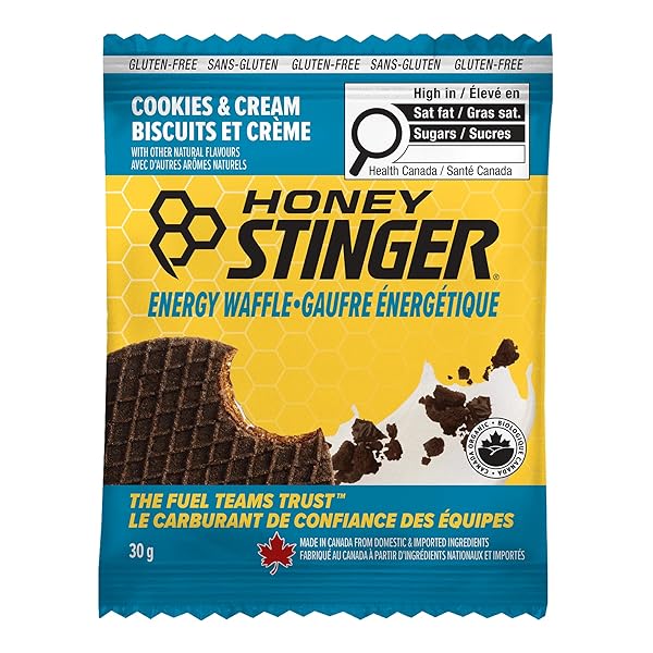 HONEY STINGER ORGANIC GLUTEN FREE COOKIES & CREAM WAFFLE | ENERGY STROOPWAFEL FOR EXERCISE, ENDURANCE AND PERFORMANCE | SPORTS NUTRITION FOR HOME & GYM, PRE AND POST WORKOUT | 12 WAFFLES, 12.72 OUNCE