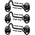 Klurent 4" Barn Door Latch Door Lock Hardware, Sliding Door Lock Eye Hook Latch with Screws, Rust-Resistant Metal Gate Latch, Privacy Hooks Latch for Inside Door, Wooden Fence, Garage Door(3 Pack)