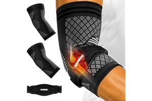 CAMBIVO Tennis Elbow Brace Set, 2Pcs Elbow Sleeves & 1Pcs Tennis Elbow Brace for Women and Men, Adjustable Elbow Strap for Te