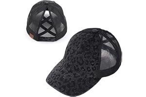 Funky Junque Ponytail Hat for Women - Baseball Cap with Adjustable Fit & High Pony Tail Criss Cross Back for Everyday Wear
