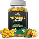 Dr. JOEL'S Immune Support Vitamin C 2000 mg - 200 Tablets - with Zinc, Elderberry, Rose Hip, Echinacea - Boosts Immune System- Made in USA