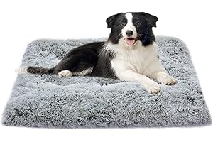 DEBANG HOME Dog Bed for Small, Medium Dogs Breeds,Soft and Comfortable Dog Bed Mats, Washable Plush Dog Cage Mat, Deluxe Plush Anti-Slip Pet Beds Mats, Fluffy Kennel Pad, Grey 30 X 20 in