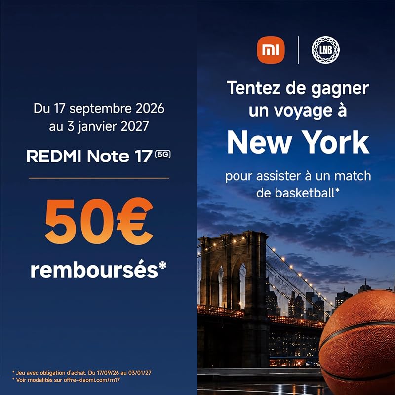 REDMI Note 17 5G, Smartphone 6+256 Go, Noir, Batterie 7700 mAh