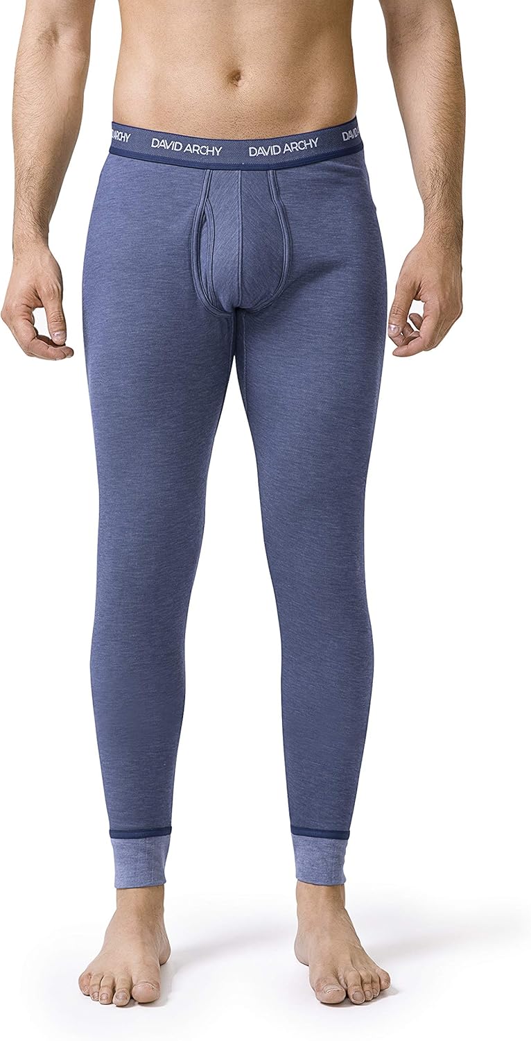 DAVID ARCHY Men's Winter Warm Stretchy Fleece Lined Base Layer Thermal Set Long John with Fly at  Men’s Clothing store