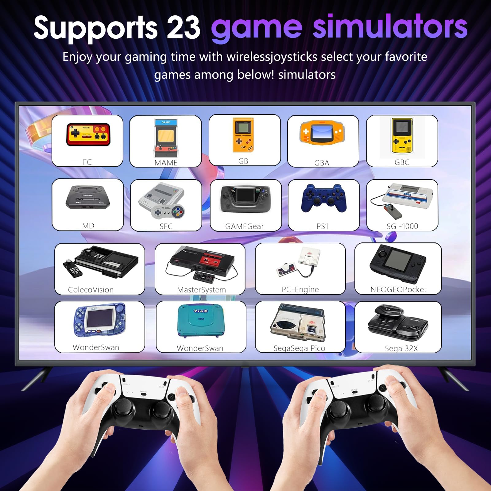 2025New Retro Game Console,40000+Games and 23 Emulators, with Dual 2.4G Wireless Controllers, Plug and play 4K HD HDMI TV Game Stick White (128GB)