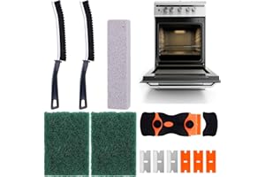 Palksky Heavy Duty Oven Cleaner Tools, Oven Cleaning Accessories, Oven Cleaning Kit with Crevice Cleaning Brush, Razor Blade Scraper, Pumice Stone, Cleaning Rags