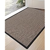DEXI Ultra Thin Entryway Indoor Door Mat 24x36, Non Slip Rubber Backing Inside Entry Mat, Low Profile Easy Clean Dirt Trapper Doormat for Inside Entrance Patio, Black